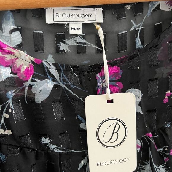 FLORAL Blouse Top Sheer Blousology - Picture 2 of 7
